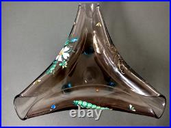 Ancienne Coupe Art Nouveau En Verre Émaillé Décore Floral Et Insectes Ancienne Coupe Art Nouveau En Verre Émaillé Décore Floral Et Insectes