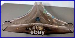 Ancienne Coupe Art Nouveau En Verre Émaillé Décore Floral Et Insectes Ancienne Coupe Art Nouveau En Verre Émaillé Décore Floral Et Insectes