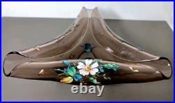Ancienne Coupe Art Nouveau En Verre Émaillé Décore Floral Et Insectes Ancienne Coupe Art Nouveau En Verre Émaillé Décore Floral Et Insectes