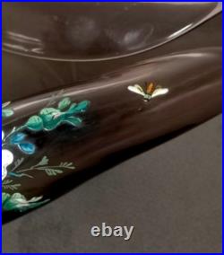 Ancienne Coupe Art Nouveau En Verre Émaillé Décore Floral Et Insectes Ancienne Coupe Art Nouveau En Verre Émaillé Décore Floral Et Insectes