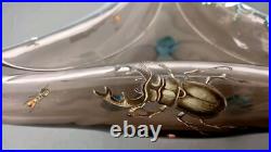 Ancienne Coupe Art Nouveau En Verre Émaillé Décore Floral Et Insectes Ancienne Coupe Art Nouveau En Verre Émaillé Décore Floral Et Insectes