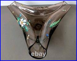 Ancienne Coupe Art Nouveau En Verre Émaillé Décore Floral Et Insectes Ancienne Coupe Art Nouveau En Verre Émaillé Décore Floral Et Insectes