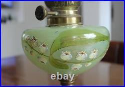 Ancienne Lampe A Petrole Reservoire En Verre Emaille Art Nouveau Legras