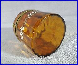 Ancienne boite en verre ambre émaillé Moser pour Mary Grégory Art-nouveau