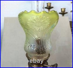 Ancienne tulipe de lampe à pétrole ART NOUVEAU en verre Globe Shade 1900 cristal