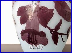 André Delatte grand vase verre multicouche. Art nouveau Pate de verre. Galle