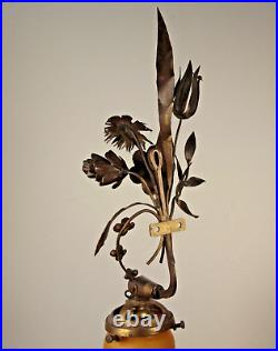 Applique 1900 ART NOUVEAU Bronze tulipe en Pâte de verre NOVERDI jaune et bleu