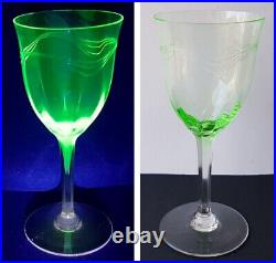 Art Nouveau Coupe sur Pied Verre D'Uranium Um 1910 K531