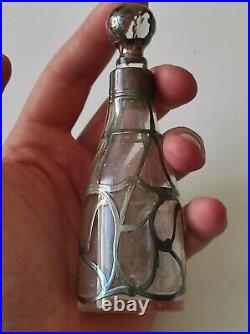Art Nouveau / Silver Overlay / Flacon parfum