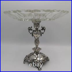 Art Nouveau Surtout de Table À 1900 IN Argent Avec Intakter Bol en Verre