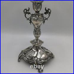 Art Nouveau Surtout de Table À 1900 IN Argent Avec Intakter Bol en Verre