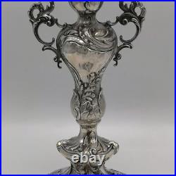 Art Nouveau Surtout de Table À 1900 IN Argent Avec Intakter Bol en Verre