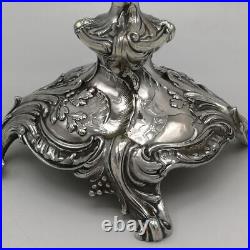 Art Nouveau Surtout de Table À 1900 IN Argent Avec Intakter Bol en Verre