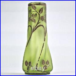 Art Nouveau Vase en Verre, Peint à la Main, Um 1910 R358
