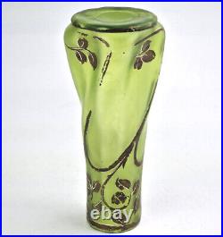 Art Nouveau Vase en Verre, Peint à la Main, Um 1910 R358