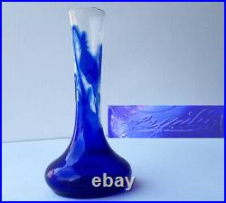 Art Nouveau Vase en Verre Signé Georg Raspiller France Um 1920 K833