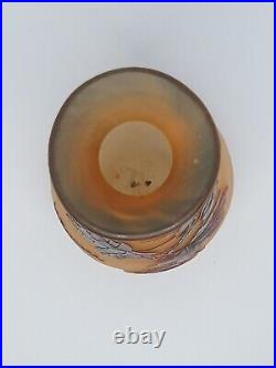 Art Nouveau Vase en pate de verre dégagé à l'acide LA ROCHERE FRANCE