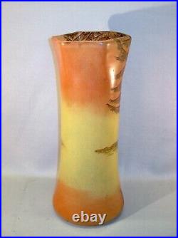 Art Nouveau vase en verre émaillé attribué à LEGRAS vers 1920