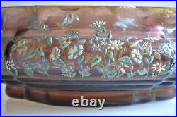 Art nouveau jugendstil jardinière en verre violet émaillé dlg legras montjoye