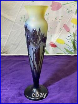 Authentique Vase Galle En Pte De Verre Décor Floral Epoque Art Nouveau An1900