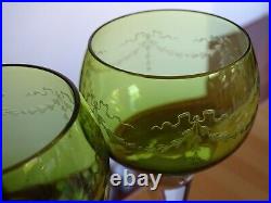 BACCARAT 3 VERRES A VIN DU RHIN ROEMER CRISTAL ART NOUVEAU ht 19,5 cm S. 1019