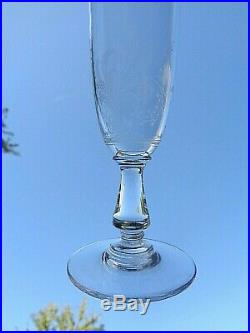 Baccarat Fougeres Tall Fluted Glasse Flute A Champagne Cristal Gravé Art Nouveau