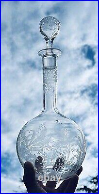 Baccarat Fougeres Wine Decanter Carafe A Vin Eau Cristal Grave Art Nouveau 19eme