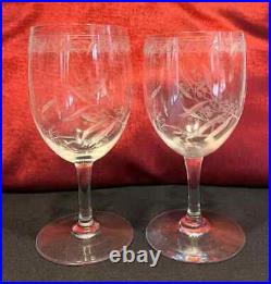 Baccarat Mimosa 6 Water Wine Glasses Verres A Eau Vin Cristal Gravé Art Nouveau