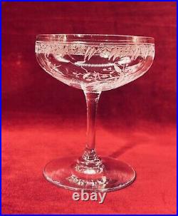 Baccarat Mimosa Tall Sherbet Glasses Coupe A Champagne Cristal Gravé Art Nouveau