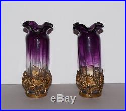 Belle paire de vases en verre époque Art Nouveau vers 1900