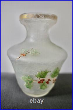 Blanchet Vase Verre Émaille Dégagé À L'acide Signé Art Nouveau Daum/montjoye