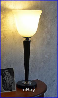 Bois Mazda Lampe noire Lampe de Table Art Déco 62cm verre abat-jour neuf lumière
