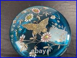 Bonbonniere Verre Emaille Art Nouveau Decor Floral Legras Montjoye