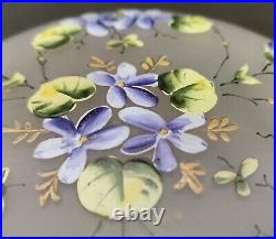 Bonbonniere Verre Fleur Violette Emaille Art Nouveau