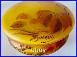 Bonbonnière en pâte de verre signée Peynaud, Art Nouveau