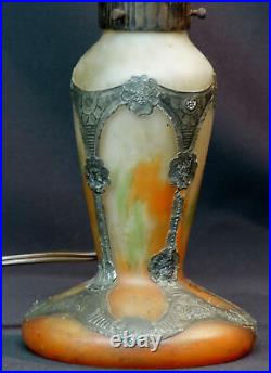 C 1900 pied lampe art nouveau déco GERARD MULLER Nancy 25c pate verre Daum gallé