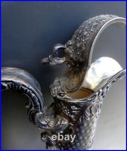 Carafe 19° aiguière pichet, verre cristal torsadé monture métal argenté anglais