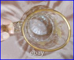 Carafe Art Nouveau en verre à décor floral Framboises doré or fin vers 1900 Carafe Art Nouveau en verre à décor floral Framboises doré or fin vers 1900