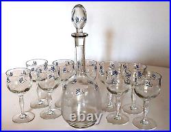 Carafe Verres Emaillés Bleuets Art Nouveau Jugendstil