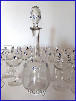 Carafe Verres Emaillés Bleuets Art Nouveau Jugendstil