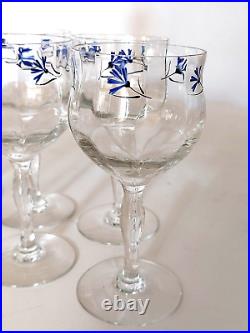 Carafe Verres Emaillés Bleuets Art Nouveau Jugendstil