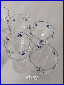 Carafe Verres Emaillés Bleuets Art Nouveau Jugendstil