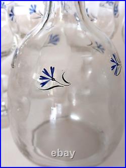 Carafe Verres Emaillés Bleuets Art Nouveau Jugendstil