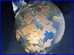 Carafe aiguière Art Nouveau, verre vert émaillé à l'or fin, LEGRAS Fleurs Carafe aiguière Art Nouveau, verre vert émaillé à l'or fin, LEGRAS Fleurs