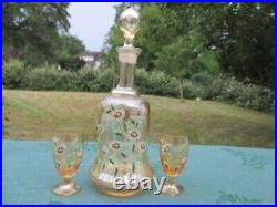 Carafe ancienne et 2 verres Camomilles Art Nouveau