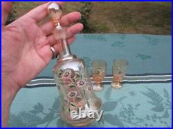 Carafe ancienne et 2 verres Camomilles Art Nouveau