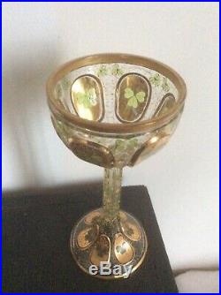 Coupe Calice Verre Emaillé Art nouveau Arts And Crafts Antique Glass +++
