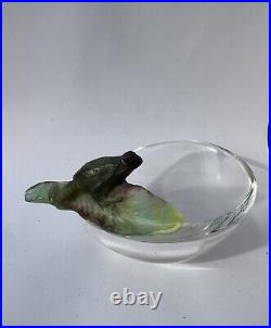 Coupe Cristal Daum Ancien sculpture art nouveau grenouille vide poche verre