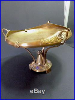 Coupe à fruits centre de table bronze art nouveau pâte verre jugendstil 1900