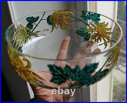 Coupe saladier en verre émaillé Art Nouveau / déco dlg Legras